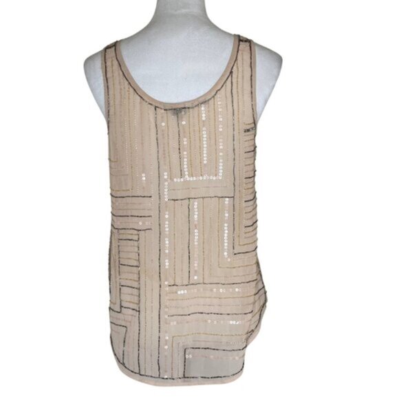 Guess Vintage Sleeveless Sequin Scoop Neck Nude Tank Top Small - Picture 2 of 7